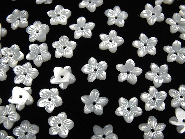 [Video] High Quality White Shell (Silver-lip Oyster) AAA Flower 6-20mm Center Hole 5pcs