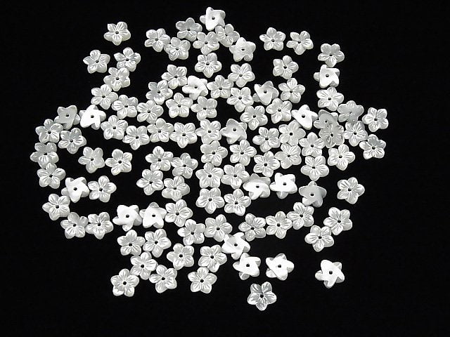 [Video] High Quality White Shell (Silver-lip Oyster) AAA Flower 6-20mm Center Hole 5pcs