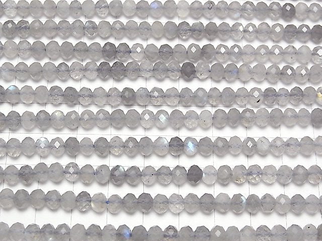[Video]High Quality! Labradorite AA++ Faceted Button Rondelle 6x6x4mm 1strand beads (aprx.15inch/36cm)