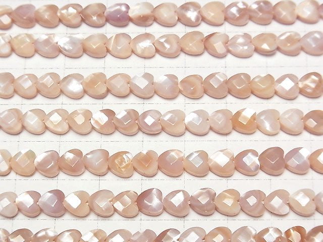 [Video] High quality pink Shell Vertical Hole Heart cut 6x6mm 1/4 or 1strand beads (aprx.15inch/38cm)