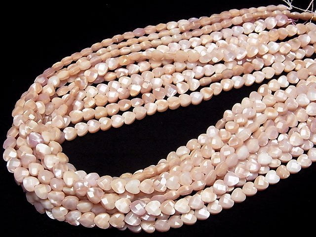 [Video] High quality pink Shell Vertical Hole Heart cut 6x6mm 1/4 or 1strand beads (aprx.15inch/38cm)