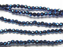 [Video] High Quality! Hematite Faceted Round 2mm Blue Coating 1strand beads (aprx.15inch / 36cm)