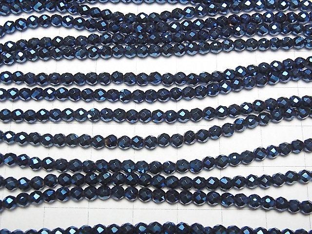 [Video] High Quality! Hematite Faceted Round 3mm Blue Coated 1-Strand Beads (approx. 14 inches/35 cm)