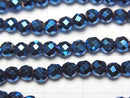 [Video] High Quality! Hematite Faceted Round 4mm Blue Coating 1strand beads (aprx.15inch / 37cm)