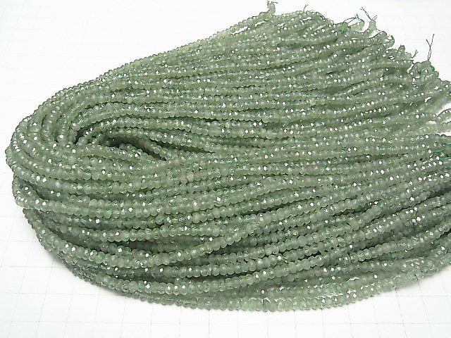 [Video] High Quality! Green Kyanite AA++ Faceted Button Rondelle 4x4x2.5mm 1strand beads (aprx.15inch / 37cm)