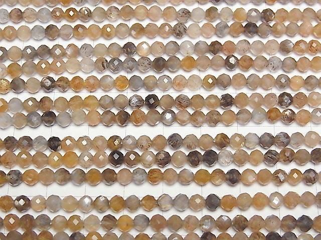 [Video] High Quality! Silver & Golden Sheen Multicolor Moonstone AAA Faceted Round 4mm 1-Strand Beads (approx. 15 inches/38 cm)