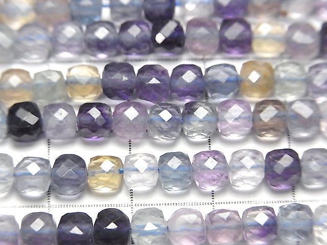 [Video]High Quality! Multicolor Fluorite AA++ Cube Shape 4x4x4mm 1strand beads (aprx.15inch/37cm)