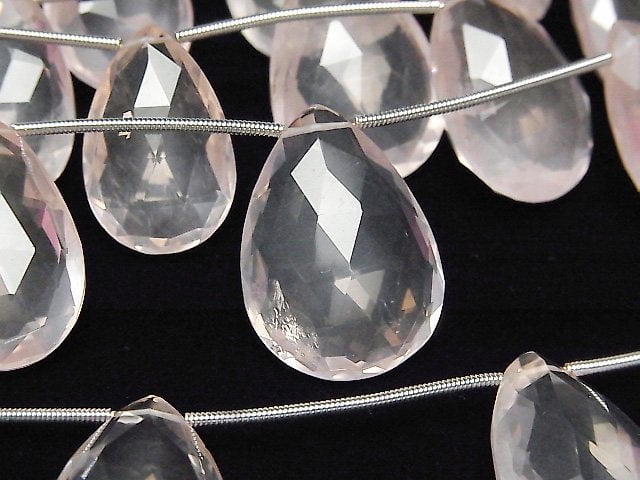 Faceted Briolette, Pear Shape, Rose Quartz Gemstone Beads