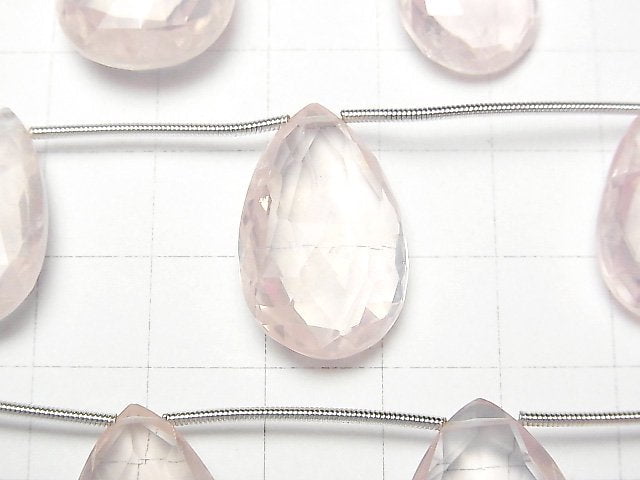 [Video] High Quality Rose Quartz AAA Pear shape Faceted Briolette 1strand (3pcs)