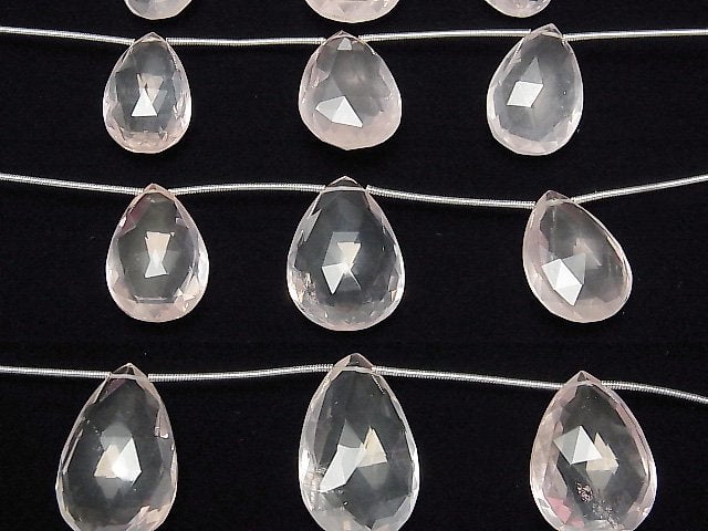 [Video] High Quality Rose Quartz AAA Pear shape Faceted Briolette 1strand (3pcs)