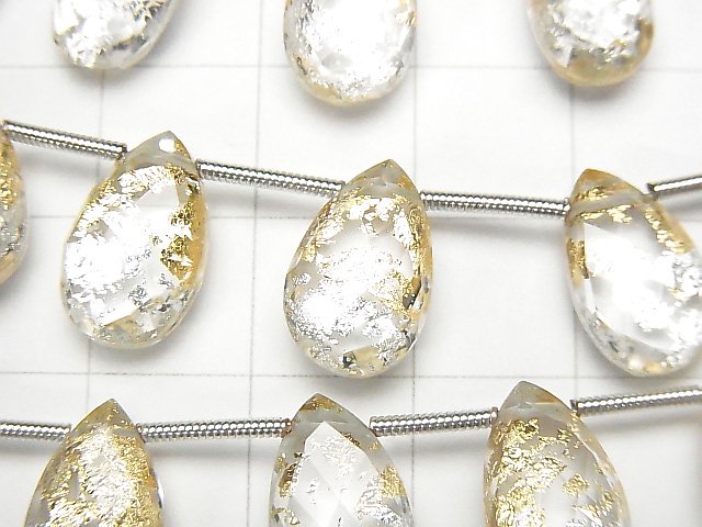 [Video] Doublet Crystal AAA Faceted Pear Shape Gold & Silver 1strand beads (aprx.8inch/20cm)