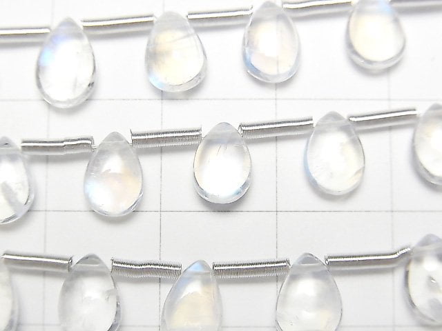 [Video] High Quality Rainbow Moonstone AAA Pear shape (Smooth) half or 1strand beads (aprx.7inch / 17cm)