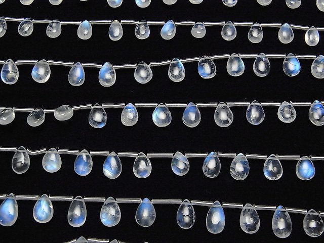 [Video] High Quality Rainbow Moonstone AAA Pear shape (Smooth) half or 1strand beads (aprx.7inch / 17cm)