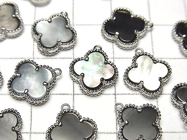 [Video] Black Shell Flower Charm 11x11mm Silver925 1pc