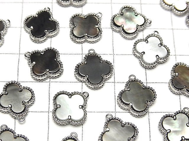 [Video] Black Shell Flower Charm 11x11mm [One Side] Silver925 1pc