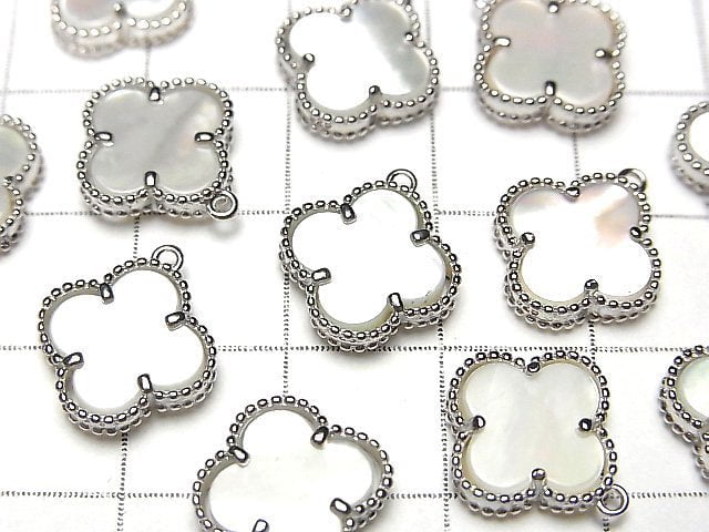 [Video] White Shell Flower Charm 11x11mm [One Side] Silver925 1pc