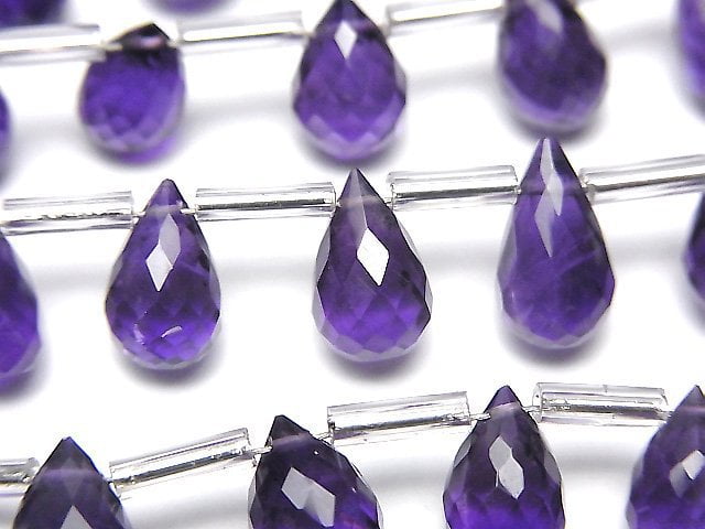 [Video]High Quality Amethyst AAA- Drop Faceted Briolette half or 1strand beads (aprx.6inch/16cm)