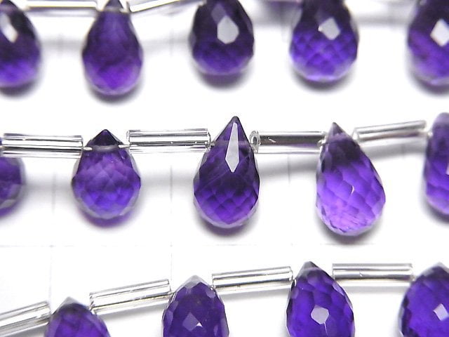 [Video]High Quality Amethyst AAA- Drop Faceted Briolette half or 1strand beads (aprx.6inch/16cm)