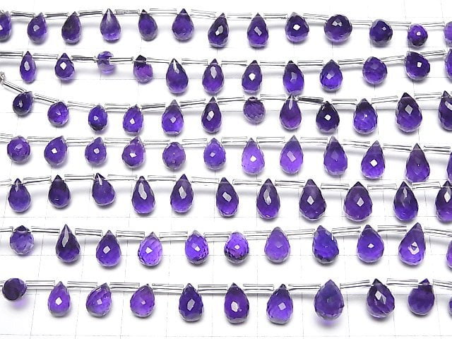 [Video]High Quality Amethyst AAA- Drop Faceted Briolette half or 1strand beads (aprx.6inch/16cm)