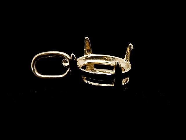 [Video][Japan][K10 Yellow Gold] Pendant Frame (Prong Setting) for Oval Faceted 6x4mm, 1pc