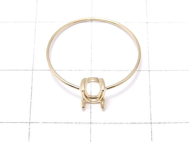 [Video][Japan][K10 Yellow Gold]Ring Frame (Prong Setting)Oval Cabochon 6x4mm 1pc