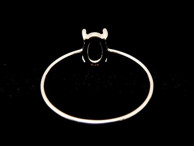 [Video][Japan][K10 Yellow Gold]Ring Frame (Prong Setting)Oval Cabochon 6x4mm 1pc