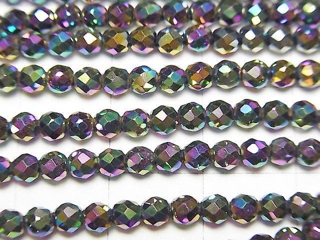 [Video] High Quality! Hematite Faceted Round 3mm Metallic Coating 1strand beads (aprx.15inch / 37cm)