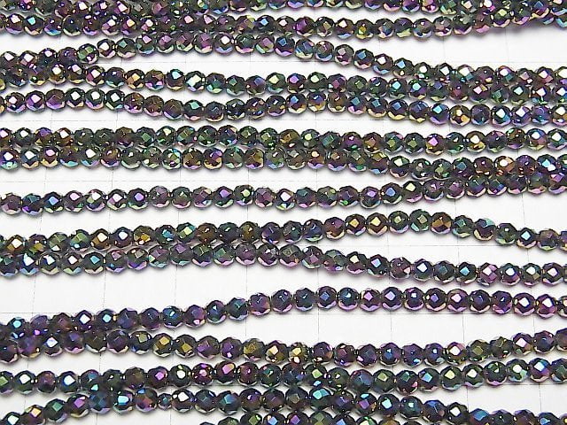 [Video] High Quality! Hematite Faceted Round 3mm Metallic Coating 1strand beads (aprx.15inch / 37cm)