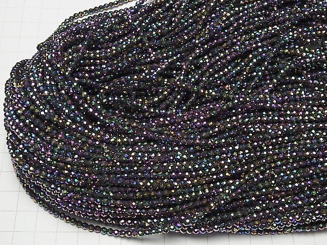 [Video] High Quality! Hematite Faceted Round 3mm Metallic Coating 1strand beads (aprx.15inch / 37cm)