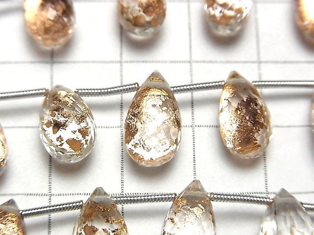 [Video] Triplet Crystal AAA Drop Faceted Briolette Bronze 1strand beads (aprx.7inch / 19cm)