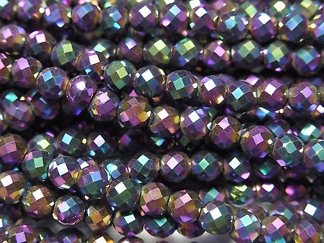 [Video] High Quality! Hematite 32-Faceted Round 4mm Metallic Coated 1-Strand Beads (approx. 15 inches/37 cm)