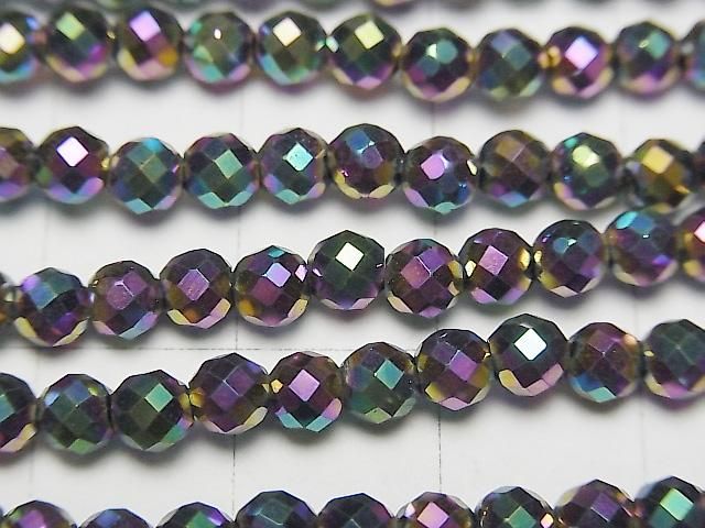 [Video] High Quality! Hematite 32-Faceted Round 4mm Metallic Coated 1-Strand Beads (approx. 15 inches/37 cm)
