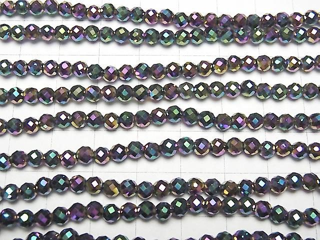 [Video] High Quality! Hematite 32-Faceted Round 4mm Metallic Coated 1-Strand Beads (approx. 15 inches/37 cm)