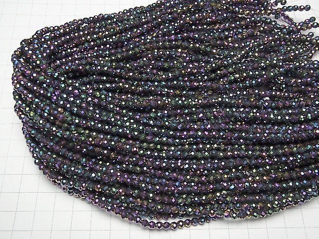 [Video] High Quality! Hematite 32Faceted Round 4mm Metallic Coating 1strand beads (aprx.15inch / 37cm)