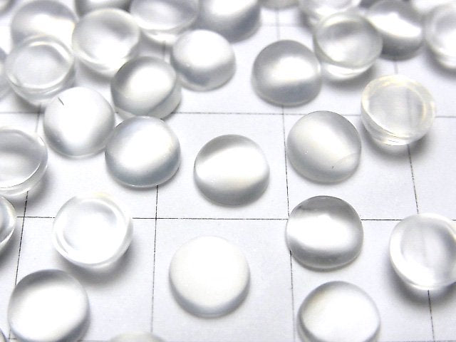 [Video]High Quality White Moonstone AAA Round Cabochon 6x6mm 5pcs