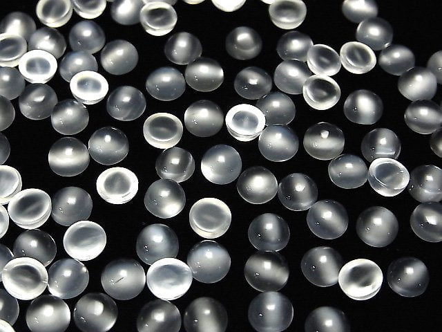 [Video]High Quality White Moonstone AAA Round Cabochon 6x6mm 5pcs