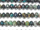 [Video] High Quality! Peru Chrysocolla AA+ Faceted Button Rondelle 5.5x5.5x4mm 1strand beads (aprx.15inch / 37cm)