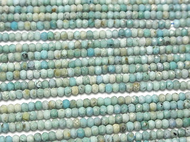 [Video] High Quality! Blue Opal Faceted Button Roundel 3.5x3.5x2.5mm 1strand beads (aprx.15inch / 37cm)