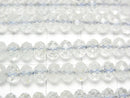 [Video] High Quality! Natural White Topaz AA+ Faceted Button Rondelle 5.5x5.5x3.5mm 1strand beads (aprx.15inch / 37cm)