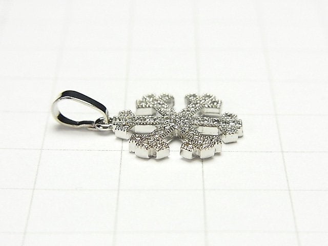 [Video] Metal Parts Snow Crystal Pendant w / CZ 16x15mm Silver Color 1pc