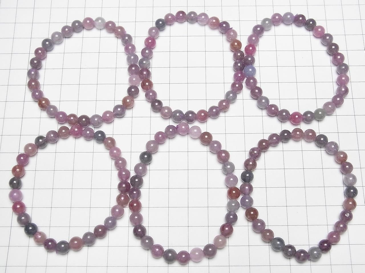 Bracelet de spinelle multicolore AA++ rond 6mm
