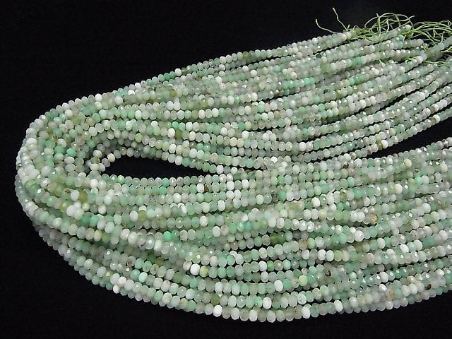 [Video] High Quality! Chrysoprase AA Faceted Button Roundel 3.5x3.5x3mm 1strand beads (aprx.15inch / 36cm)