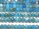 [Video] High Quality! Apatite AA+ Faceted Button Rondelle 4x4x3mm 1strand beads (aprx.15inch / 37cm)