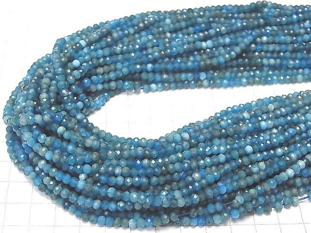 [Video] High Quality! Apatite AA+ Faceted Button Roundel 4x4x3mm 1strand beads (aprx.15inch / 37cm)