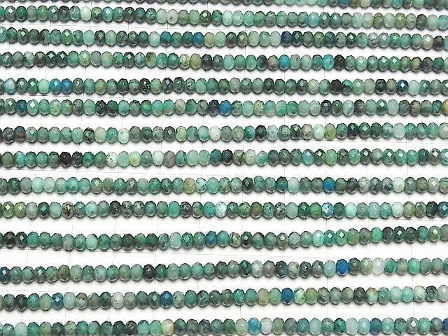 [Video] High Quality! Chrysocolla Inquartz Faceted Button Rondelle 4x4x3mm 1strand beads (aprx.15inch / 37cm)
