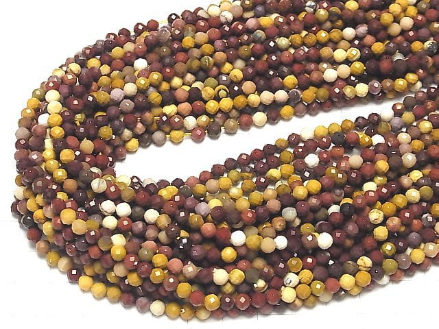 [Video] High Quality! Mookaite Faceted Round 4mm 1strand beads (aprx.15inch / 36cm)