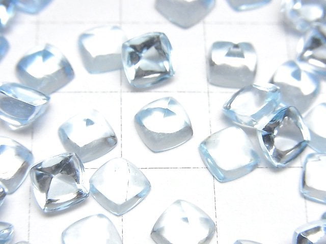 [Video] High Quality Sky Blue Topaz AAA Sugarloaf Cut 6x6mm 2pcs