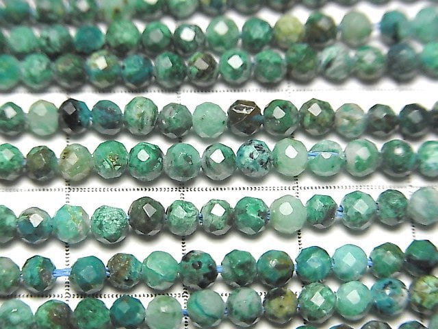 [Video] High Quality! Chrysocolla Inquartz Faceted Round 3mm 1strand beads (aprx.15inch / 37cm)