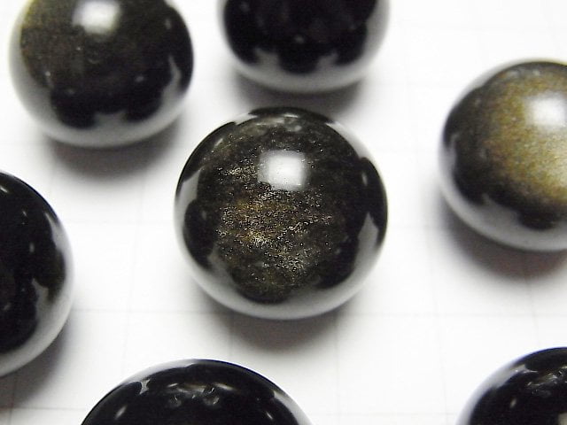 [Video] Golden Obsidian AAA Sphere, Round 20mm 1pc