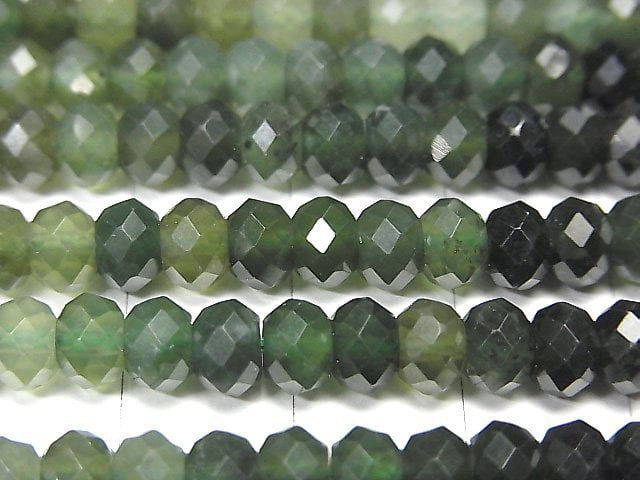 [Video] High Quality! Nephrite Jade AA++ Faceted Button Roundel 6x6x3.5mm 1strand beads (aprx.15inch / 37cm)